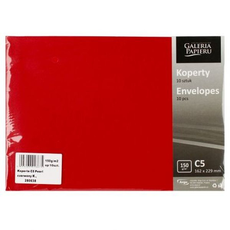 KOPERTA C5 PEARL CZERWONA  150G 10SZT