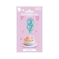 BALON FOLIA 13CM NA PATYKU '8' MIX KOLOR