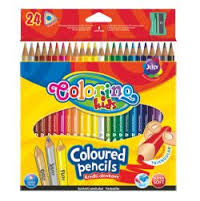 KREDKI 24KOLORY OŁÓWKOWE TRÓJKĄTNE+TEMPERÓWKA