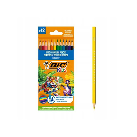 Kredki drewniane Kids Smooth ECO 12szt BIC