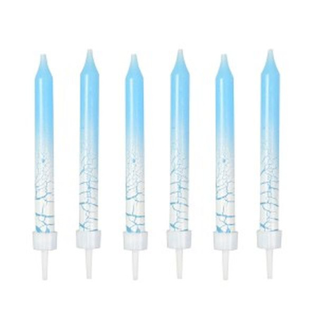 Świeczki urodzinowe z efektem spękania (6 szt.) niebieskie