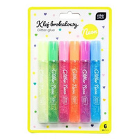 Klej brokatowy do dekoracji 6x10,5ml NEON