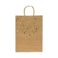 Torebki papierowe Kraft złote gwiazdki L 33x10x24, 5szt./op.