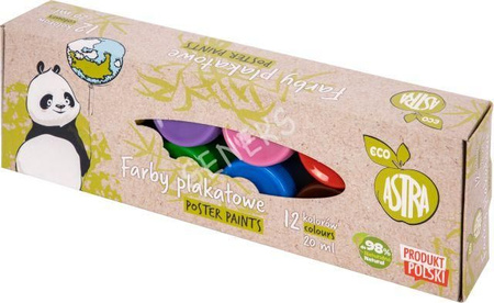 Farby plakatowe  12 kolorów - 20 ml, ECO ASTRA