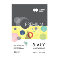 Happy Color Blok techniczny  A3- białe kartki Premium 250g