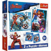 Puzzle 2w1 +memos Bohaterowie w akcji- Disney Avengers