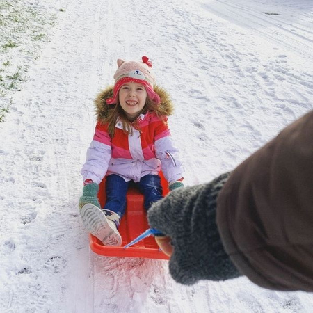Sanki Karol z 2 ręcznymi Hamulcami i Sznurkiem Lazur-mix