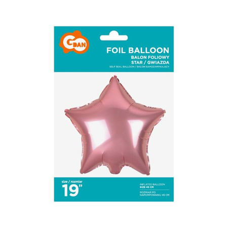Balon foliowy 'Gwiazda', jasnoróżowa, 19'