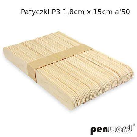 Patyczki drewniane logopedyczne naturalne, P3 szerokie (50szt.)