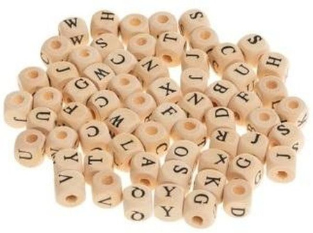 Koraliki drewaniane natural. Alfabet KL4