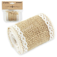 WSTĄŻKA JUTA Z KORONKĄ H038