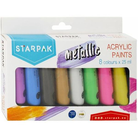 Farby Akrylowe Metallic 8 kolorów 25ml Starpak