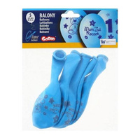 Godan Balony cyfra 1, MOJE 1 URODZINY, 5szt., 12cali, niebieskie