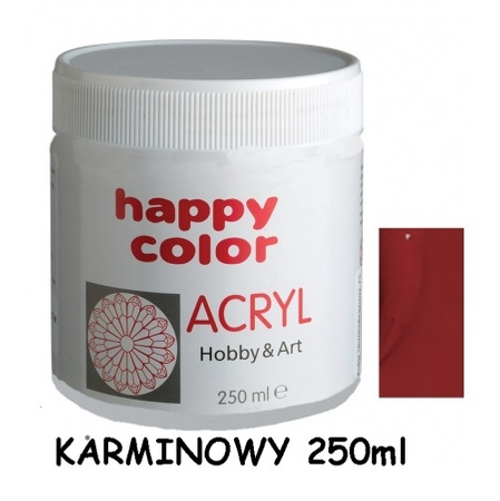 Farba akrylowa 250 ml, karminowy Happy Color