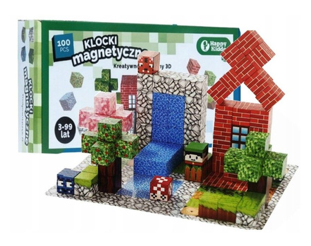 Klocki magnetyczne kreatywne sześciany piksele bloki 100 el. inspirowane Minecraft