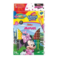 Kredki ołówkowe trójkątne dwustronne 12szt / 24 kolory Colorino Disney Minnie