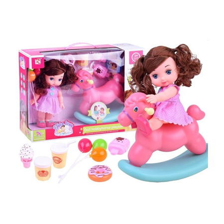 LALKA W CHODZIKU+KONIK NA BIEGUNACH 12cm