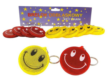 zawieszka odblaskowa z buźką śred.6cm, mix kolorów, karta 12szt