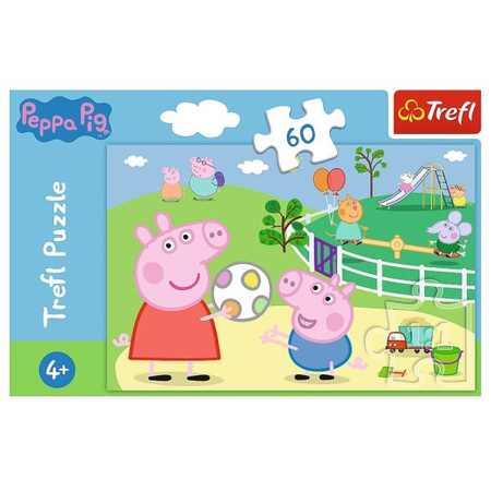 Trefl Puzzle 60 el. Zabawy w gronie przyjaciół Peppa