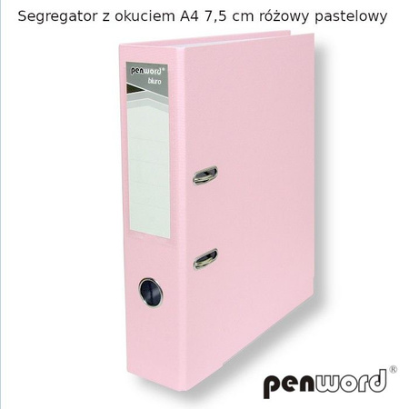 SEGREGATOR Z OKUCIEM A4 7,5 cm RÓŻOWY   PASTELOWY