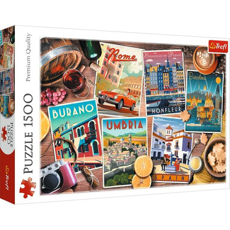 Puzzle 1500 el. PODRÓZE PO EUROPIE Trefl