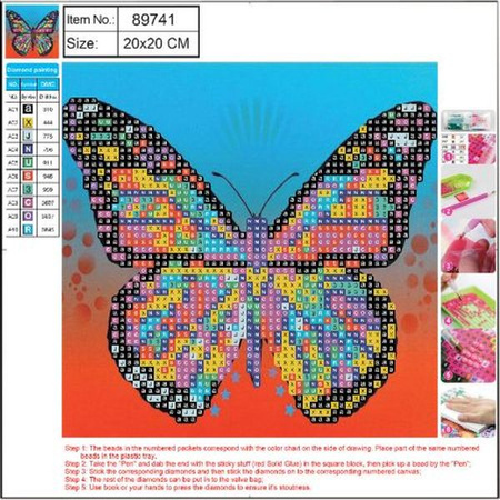 Haft diamentowy- Zestaw do Diamond painting- Motyl 20x20cm