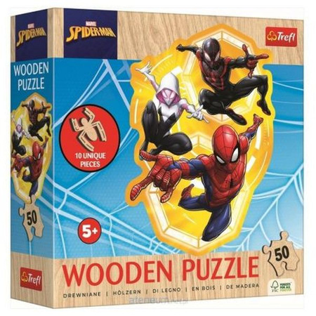 Puzzle Drewniane Konturowe - Spider-Man gotowy w akcji'' / Disney Marvel Spiderman FSC Mix 70%'