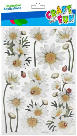 OZDOBA DEKORACYJNA NAKLEJKI 3D RUMIANEK 17SZTUK