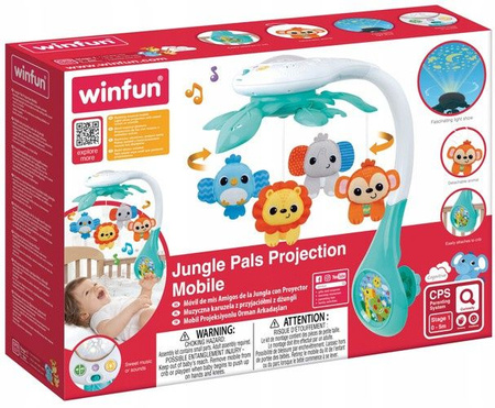 PROJEKTOR KARUZELA Z POZYTYWKĄ DO ŁÓŻECZKA KOŁYSANKI ZWIERZĘTA WINFUN