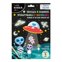 ŚWIECĄCA W CIEMNOŚCI WYDRAPYWANKA Z KOLOROWANKĄ KOSMOS KIDEA