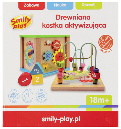Kostka edukacyjna drewniana 5w1 akcesoria 20x19x18 SMILY PLAY SP84944 AN