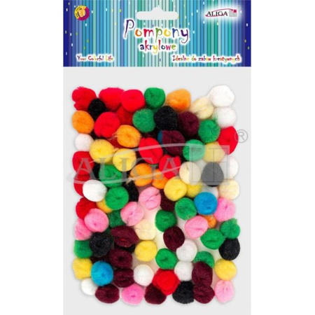 Pompony akrylowe POM-9990 mix kolorów 1,5cm op.100szt.