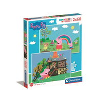 Puzzle  2x60 elementów, Świnka Peppa, Clementoni