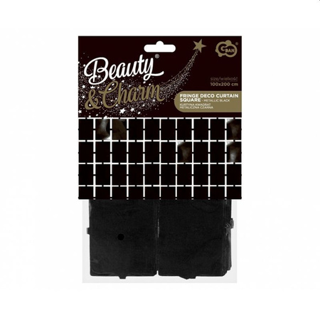 Kurtyna B&C Kwadrat, metaliczna czarna, 100x200 cm