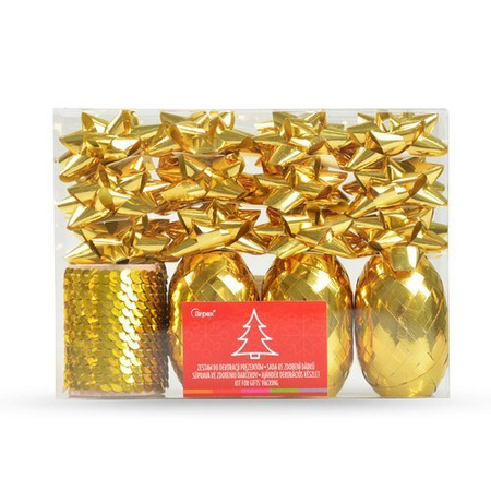 Zestaw do dekoracji prezentów złoty