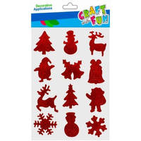 OZDOBA BN NAKLEJKI BROKATOWE 12SZT MIX CZERWONE CF 12 288