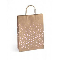 Torebki papierowe Kraft różowe serca L 33x10x24, 5szt./op.