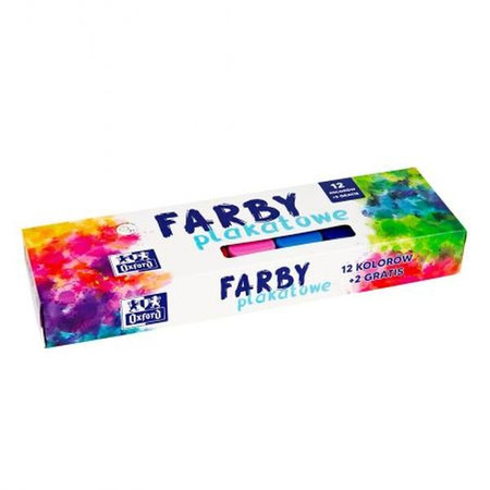 Farby plakatowe 12 kolorów + 2 kolory OXFORD