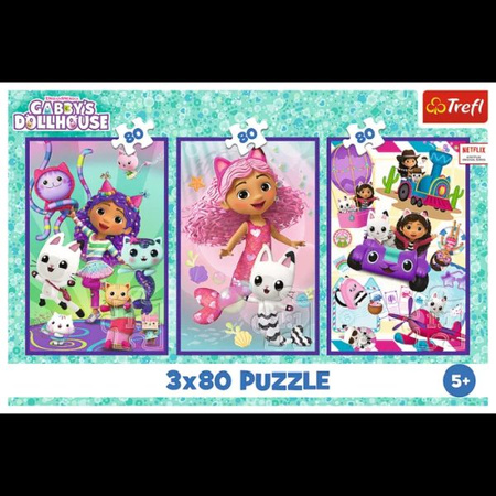 Puzzles -3x80 Gabby's colourful days / Universal Gabby's Dollhouse