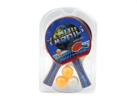 Zestaw do ping ponga, 2 rakietki z piłeczkami; PVC