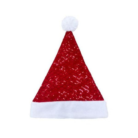 Czapka Mikołaja błyszcząca czerwone cekiny, 30x42 cm