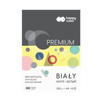 Happy Color Blok techniczny  A4- białe kartki Premium 250g