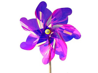 wiatraczek neonowy, śr.42cm, drewniany trzonek 90cm.