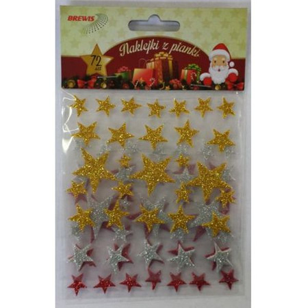 NAKLEJKI Z PIANKI GWIAZDKI 72 SZTUK