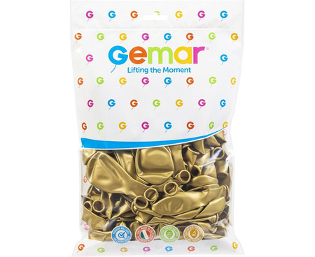 Balony GM90 metalizowane 10' 26cm - złote dorato 074/ 100 szt.