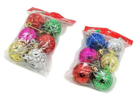 Bombki kolorowe 6szt. mix wzorów 4cm  