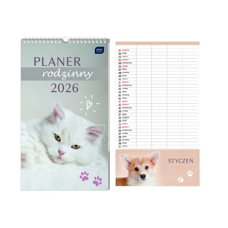 Kalendarz plan.rodzin.25x43 Zwierzaki 26