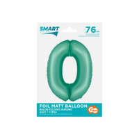 Balon foliowy Smart, Cyfra 0, miętowa matowa, 76 cm