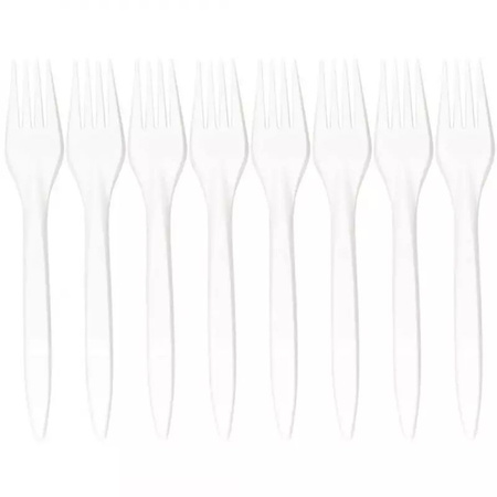 Widelce wielorazowe - białe (8 szt.)