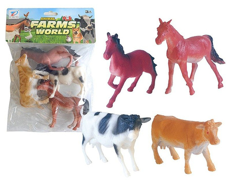 ZWIERZĘTA 4 zestaw 4 zwierząt gospodarskich; 15x15x4cm,